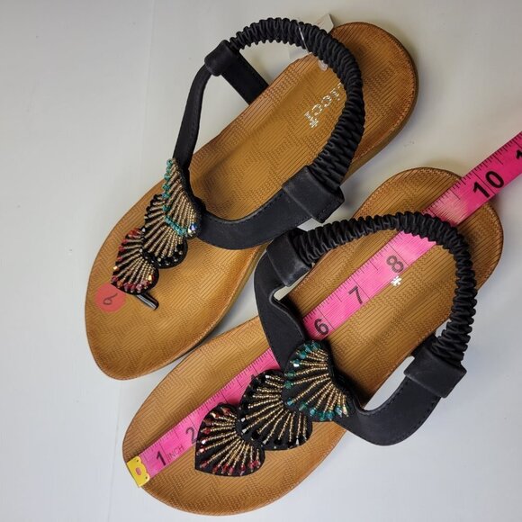 BEADED Sandals Size 9 Elastic Strap Toe Post Cushioned Stylish Sandals NEW - Picture 10 of 10